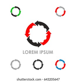 Circle arrow rotation gear machine lowercase flat logo design template. Colorful media icon. Vision Logotype concept idea.