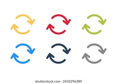 Circle arrow. Round arrow icon set. Reset vector arrows. Repeat sign isolated on white background. Cycle symbol. Color arrows