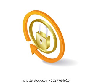 Circle arrow round security padlock key