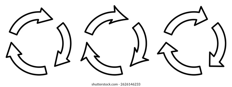 seta circular definida. ícone de seta circular, atualizar, ícone de seta de recarga símbolo sinal. Recarregar conjunto de ícones de vetor. repetir vetor. atualizar seta.
