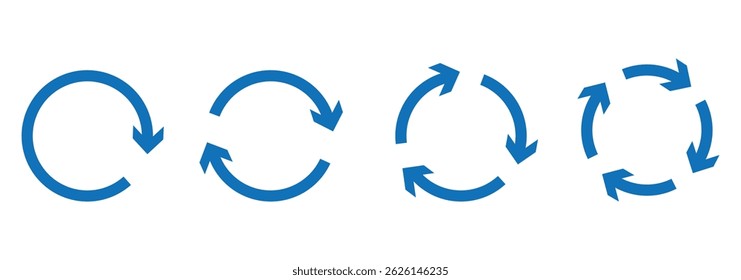 seta circular definida. ícone de seta circular, atualizar, ícone de seta de recarga símbolo sinal. Recarregar conjunto de ícones de vetor. repetir vetor. atualizar seta.