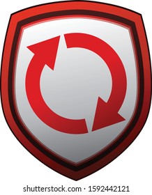 Circle Arrow Shield Protection Sign, Vector Illustration. 