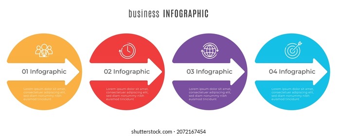 Circle and arrow timeline infographic template 4 steps
