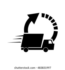 circle arrow and  truck van icon