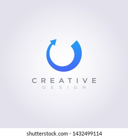 Circle with Arrow Vector Illustration Design Clipart Symbol Logo Template.