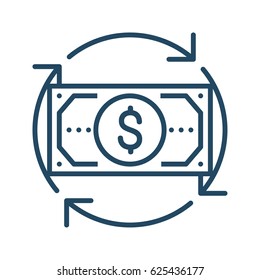 Circle Arrows around Dollar Bill vector icon in meaning Money Flow