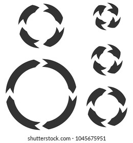 Circle arrows. Black flat signs. Vector illustration isolated on white background