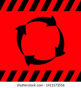 Circle arrows black on red background, vector illustration for design.