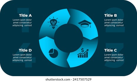 Circle arrows diagram. Cycle infographic. PowerPoint presentation template. Round layout arrow chart. Modern info graphic design. 4 steps, parts, options. Creative illustration. ui ux web elements