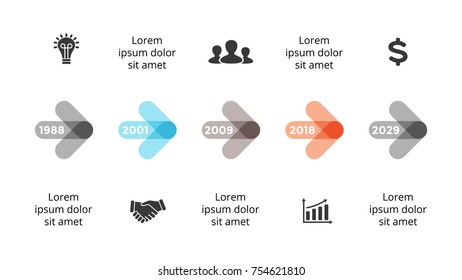 Circle arrows diagram for graph infographic presentation with steps parts options.