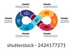 Circle Arrows Diagram. Infinity symbol infographic. Success concept. Startup business cycle icon. Clear modern graphic design. 6 steps options . Creative presentation template slide. Flow color chart