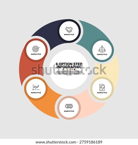 Circle arrows diagram infographic. Circular with 6 steps, options. Process chart, cycle diagram for business presentation, report, Annual, web. editable vectors