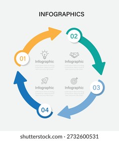 Circle arrows diagram infographic set. Circular arrows with 4 steps, options. Process chart, cycle diagram for business presentation, report, brochure.c