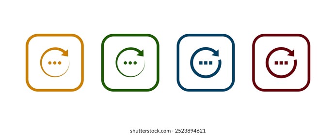 Circle arrows with dot symbol. Reload, process, or loading icon in different color design.