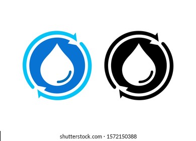 circle arrows with droplets inside for icon or logo design concept