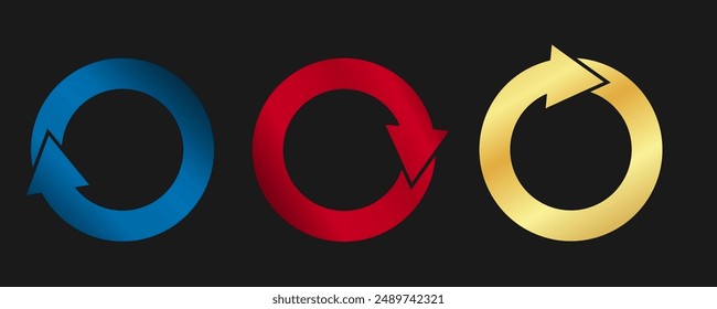 Circle arrows in gold, blue and red colors.