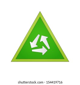 circle of the arrows in the green triangle symbolizing recycling or reuse