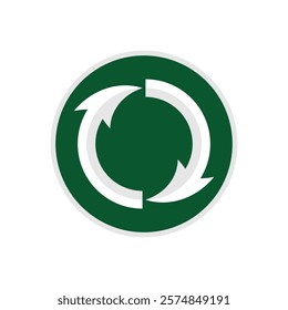 Circle arrows icon. Modern circle form icon on green. Currency exchange, money transfer, recycle symbol, renew energy, web reload, change concept, refresh process, switch logo. Flat design style