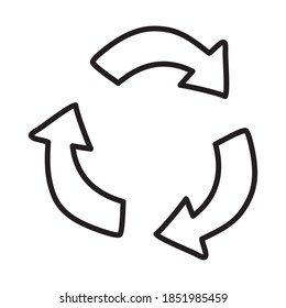 Kreispfeile Symbol auf weißem Hintergrund, Linienstil, Vektorgrafik