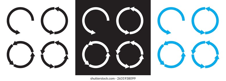 Circle arrows icon . Reload sign, repeat icon, rotate arrow icon. Vector for websites, mobile interfaces, presentations, banner, visual branding etc. Vector illustration.EPS 10