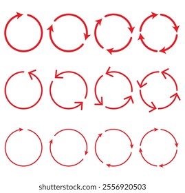 Circle arrows icon set. circular arrow icon, refresh, reload. Set of circle arrows rotating on white background.