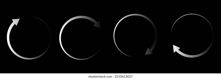 Circle arrows icon set. different circular arrows of black background. design eps 10