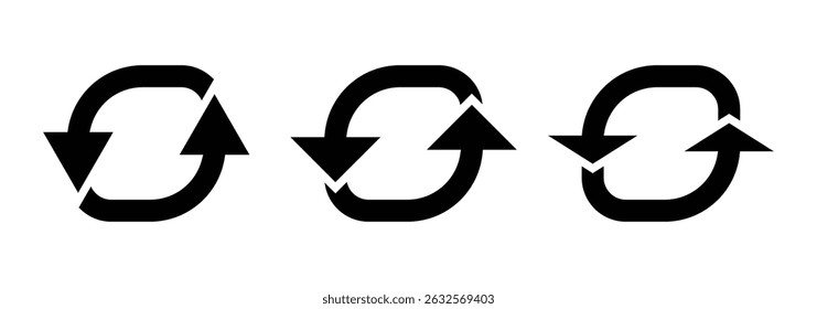 Circle arrows icon set. different circular arrows of white background. Black recycle icon set, refresh, repeat, Vector illustration. EPS 10