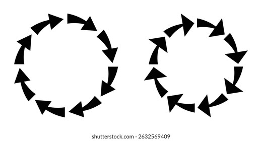 Circle arrows icon set. different circular arrows of white background. Black recycle icon set, refresh, repeat, Vector illustration. EPS 10