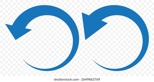 Circle arrows icon set. different circular arrows on Transparent Background. Blue color, different thickness. Recycle icon set, refresh, repeat, Vector illustration. Stock image. design. EPS 10.