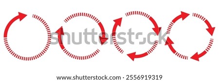 Circle arrows icon set. Red loading arrow, recycle arrow icon vector. 