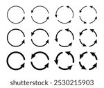 Circle with arrows icon set for repeat, rotate or reload symbol. Rotate arrow icon, refresh and reload icon vector illustration.