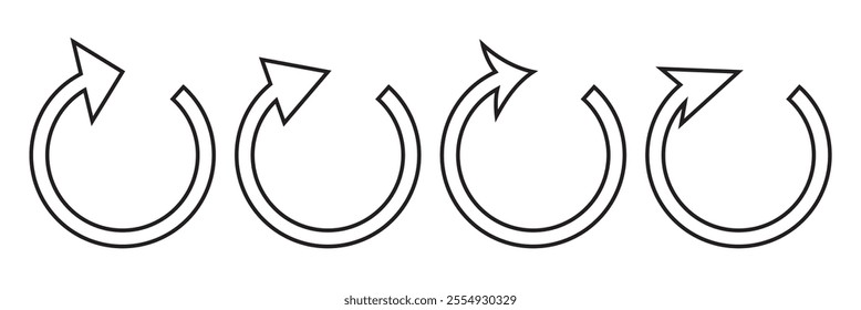 Circle arrows icon set. Round reload sign, repeat icon, rotate arrow symbol, Vector illustration