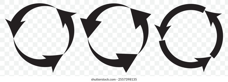 Circle arrows icon set. Round reload sign, repeat icon, rotate arrow symbol, Vector illustration. eps 10.