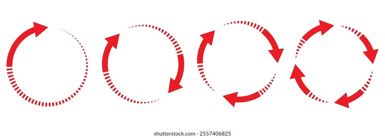 Circle arrows icon set. Round reload sign, repeat icon, refresh icon, rotate arrow icon vector illustration.