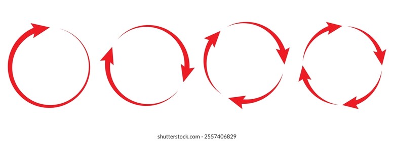 Circle arrows icon set. Round reload sign, repeat icon, refresh icon, rotate arrow icon vector illustration.