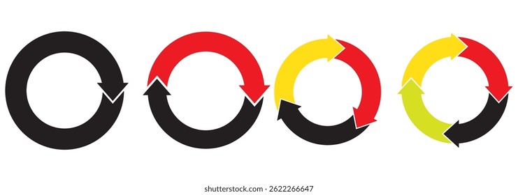 Circle arrows icon set. Round reload sign, repeat icon, rotate arrow symbol, Vector illustration