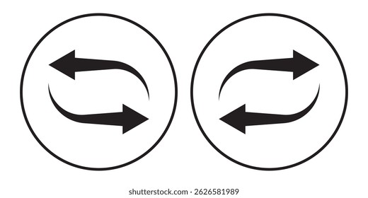 Conjunto de iconos de flechas de círculo. Ronda señal de recarga, repetir el icono, refrescar el icono, girar el signo y el símbolo del icono de la flecha, Ilustración vectorial. EPS 10