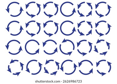 Circle arrows icon set. Round reload sign, repeat icon, rotate arrow symbol, Vector illustration web design. flat style, clip art.