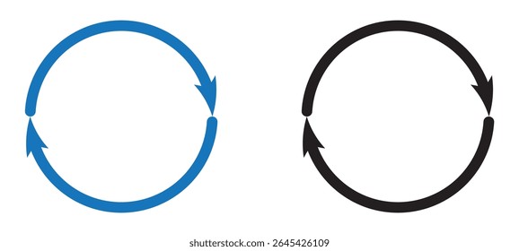 Circle arrows icon set. Circle arrows solid and line icon. vector collection. eps file.