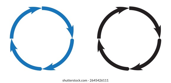 Circle arrows icon set. Circle arrows solid and line icon. vector collection. eps file.