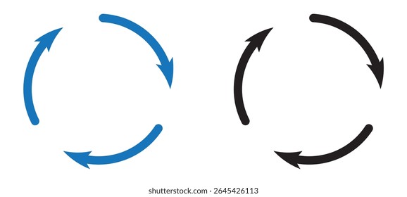Circle arrows icon set. Circle arrows solid and line icon. vector collection. eps file.