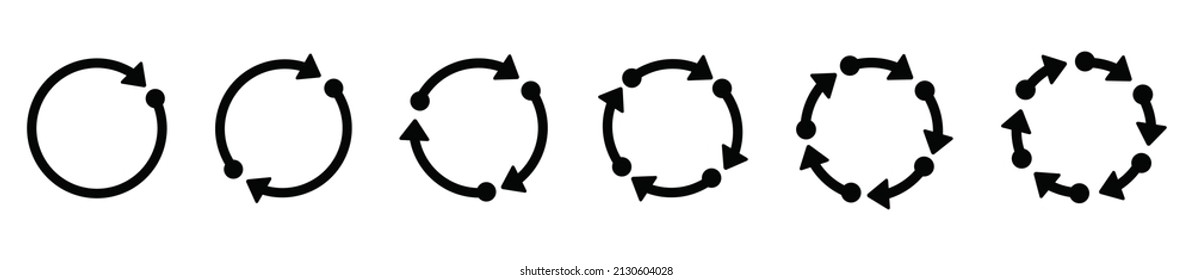 Circle arrows icon set. Vector illustration Round reload sign, line icon set repeat icon,flat rotate arrow symbol