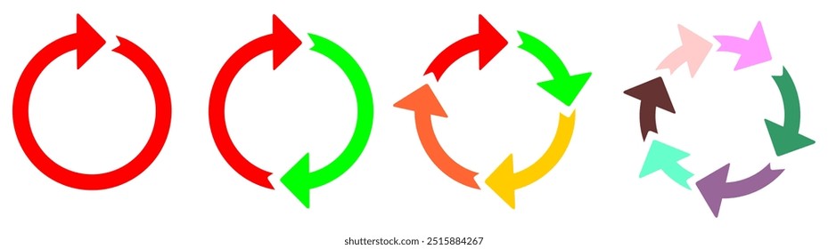 Circle arrows icon vector diagram infographic set. Sync repeat and reload arrow icon, rotate arrow symbol, Vector illustration.
