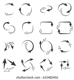 Circle arrows icons on white background