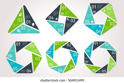 Circle arrows infographic. Business concept with 3 4 5 6 7 8 options, parts, steps or processes. Vector template in polygonal style