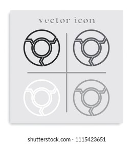 Circle arrows for infographic flat black and white vector icon.