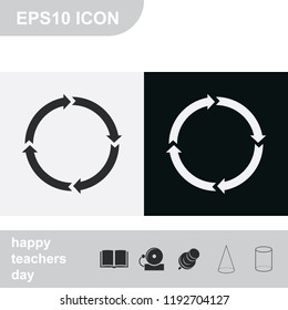 Circle arrows for infographic step by step flat black and white vector icon.