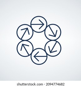 circle arrows infographic template with 6 options. Can be used for workflow layout, graph, presentation chart diagram,