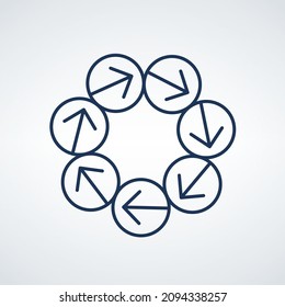 circle arrows infographic template with 7 options. Can be used for workflow layout, graph, presentation chart diagram,