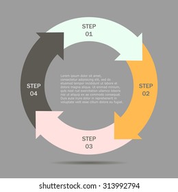 Circle Arrows For Infographic. Template For Diagram, Graph, Presentation And Chart. Business Concept With Four Options, Parts, Steps Or Processes. 